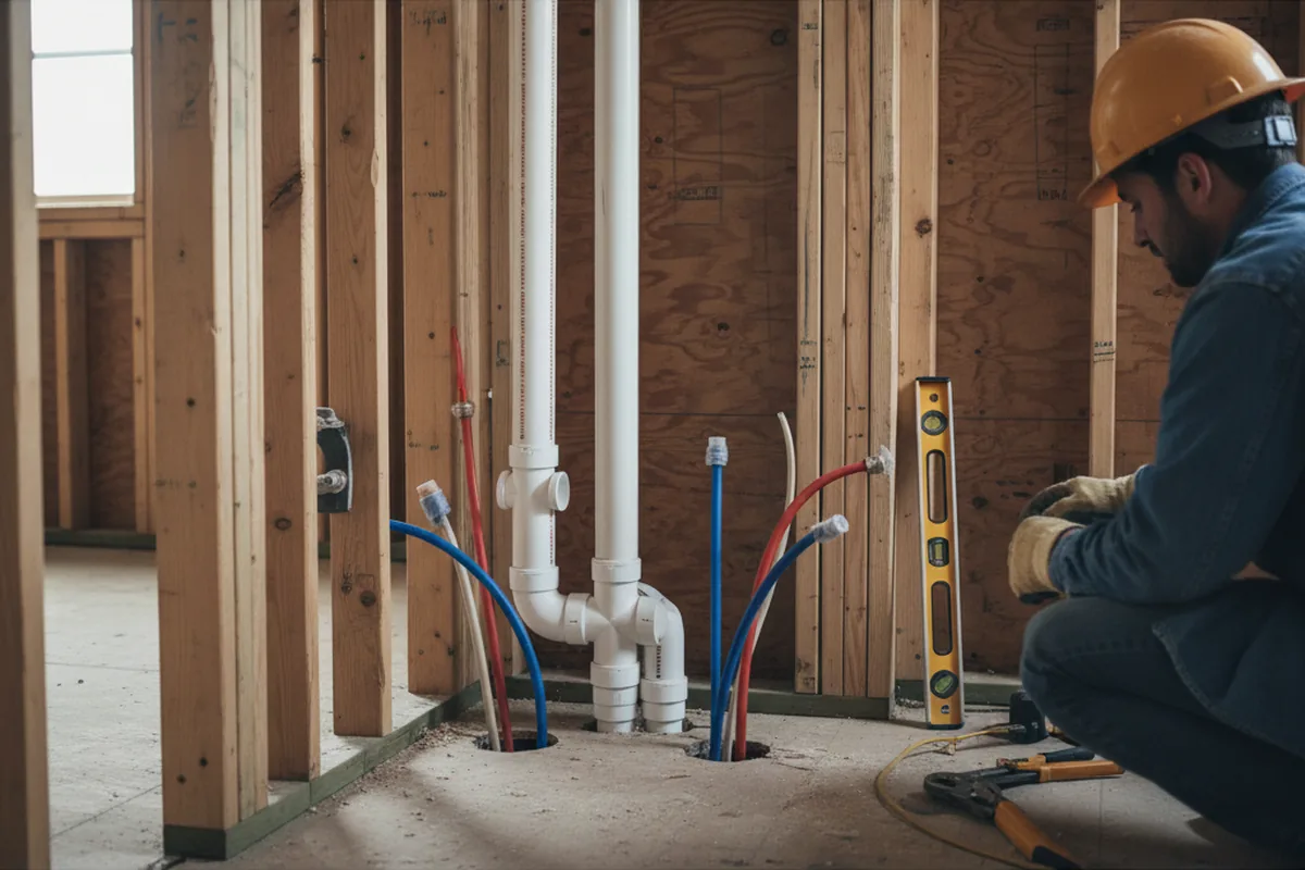 Drain and supply rough-in during Leak Detection in Kings Mills